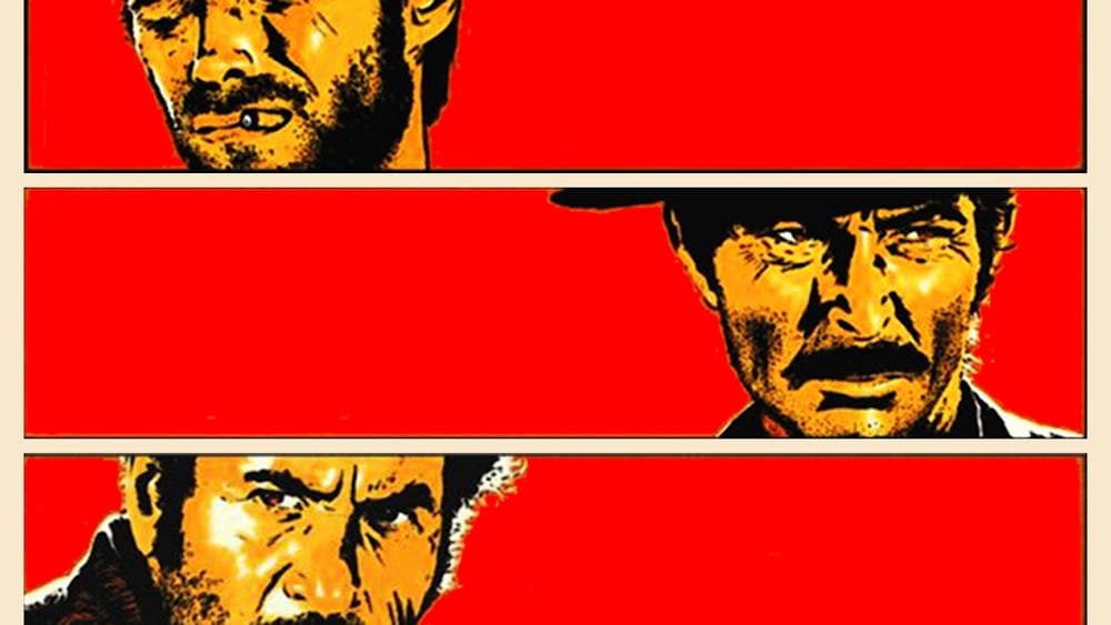 Artwork from the Sergio Leone film 'The Good, The Bad & The Ugly' with Clint Eastwood