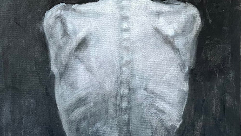 'Back study Andrea'. Charcoal on paper. H93cm x W 66cm (framed)