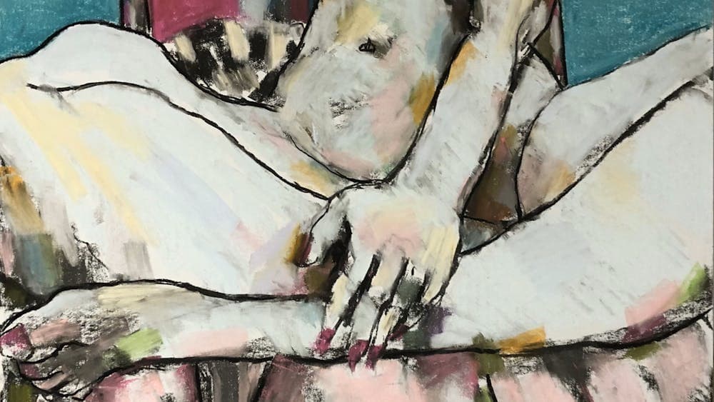 'The Thinker' Pastel on charcoal sketch. H104cm x 78cm