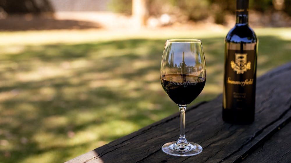 A glass of red wine