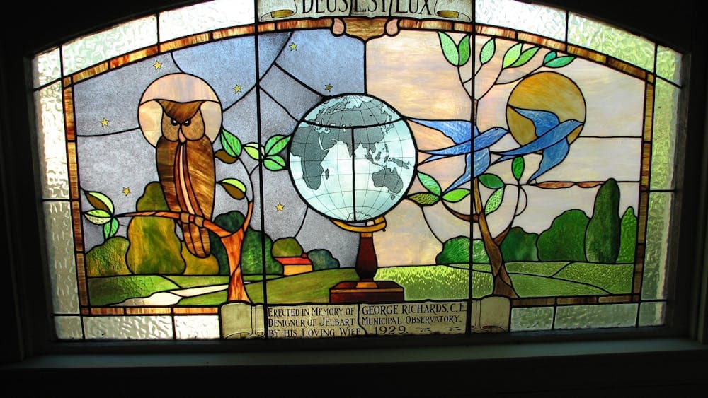Led Light Window with owl, globe, birds and stationary.