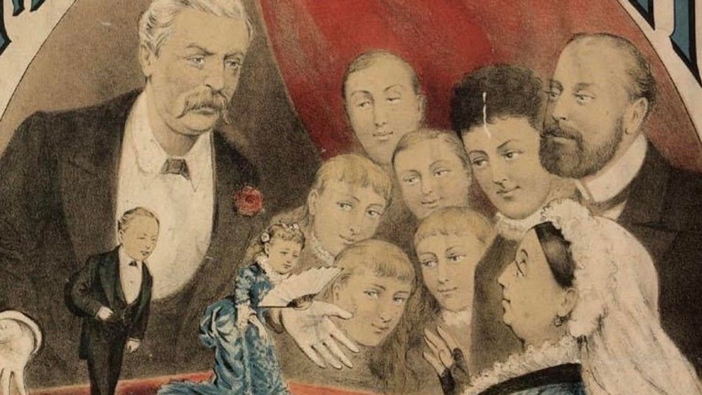 Victorian image of gentle folk watching midgets