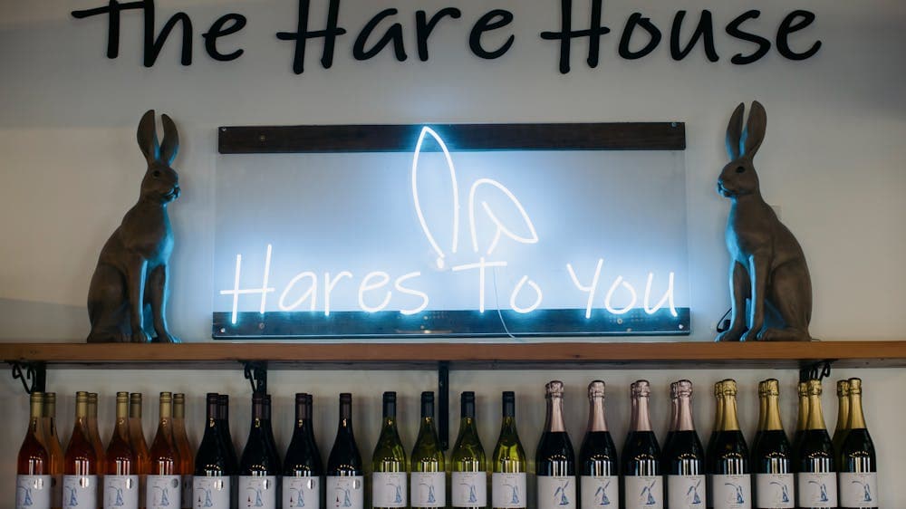 Mt Coghill Vineyard Hares to You Sign
