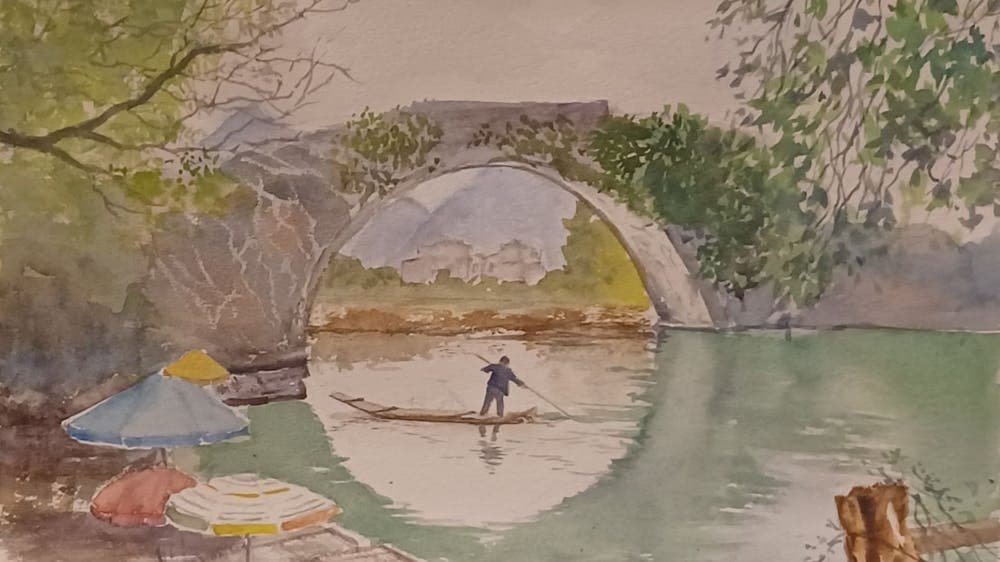 Bridge Yangshuo painting