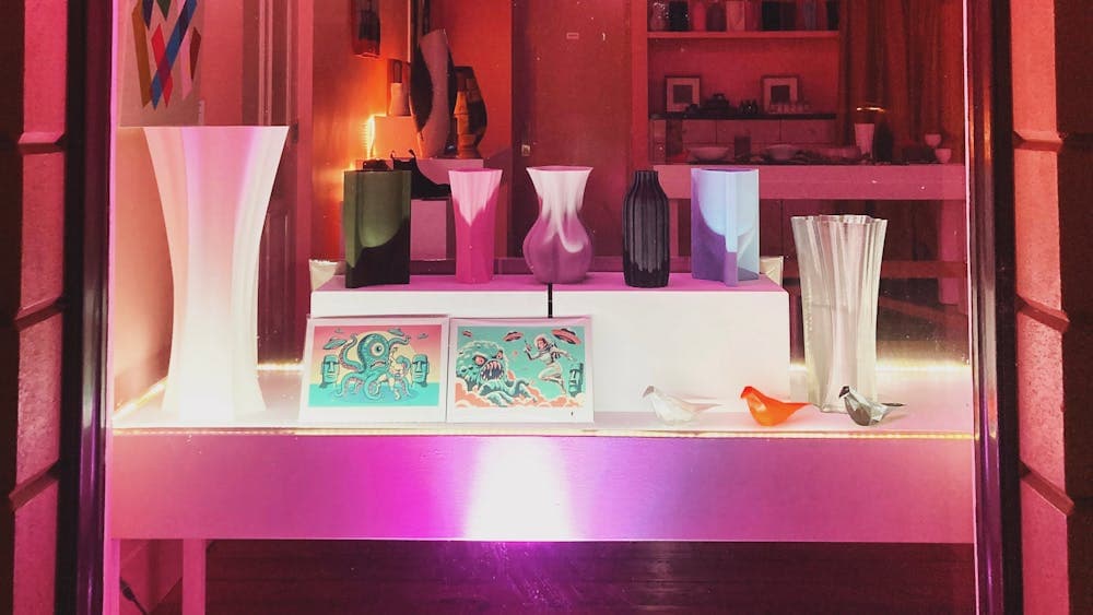 scene of a retail window showing a range of products