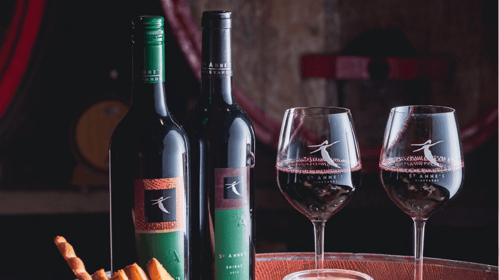 Two glasses of wine and charcuterie.