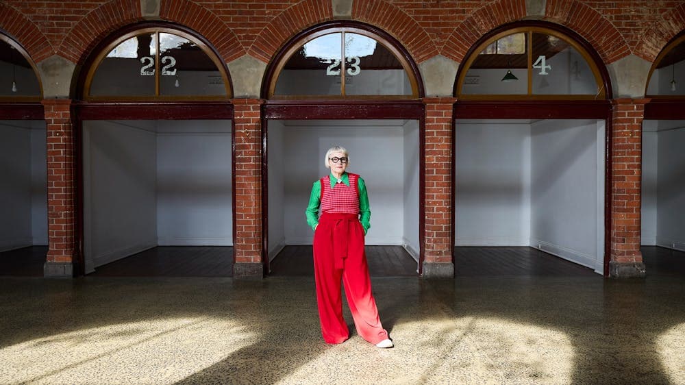 An image of this years artist Morag Myerscough in the Mining Exchange building in Ballarat