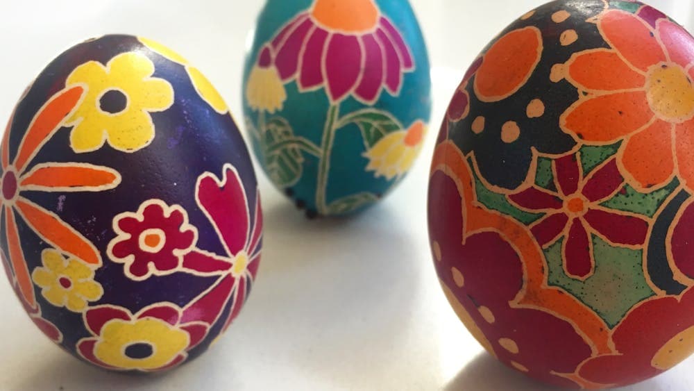 Colourful painted eggs