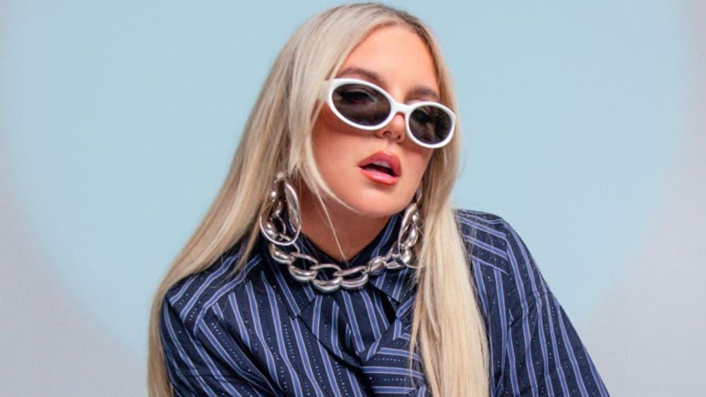 Blonde girl in sunglasses