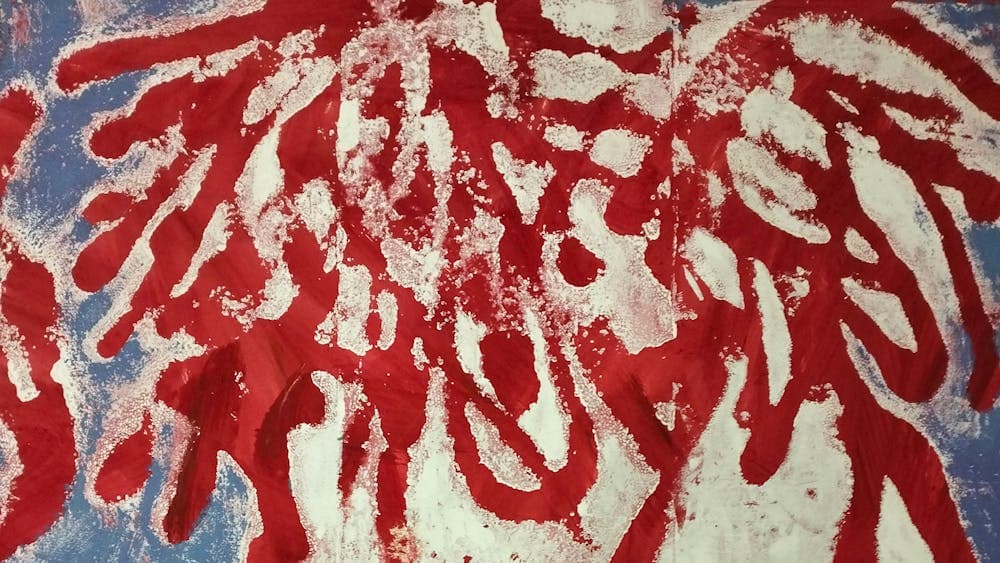 Red and blue print