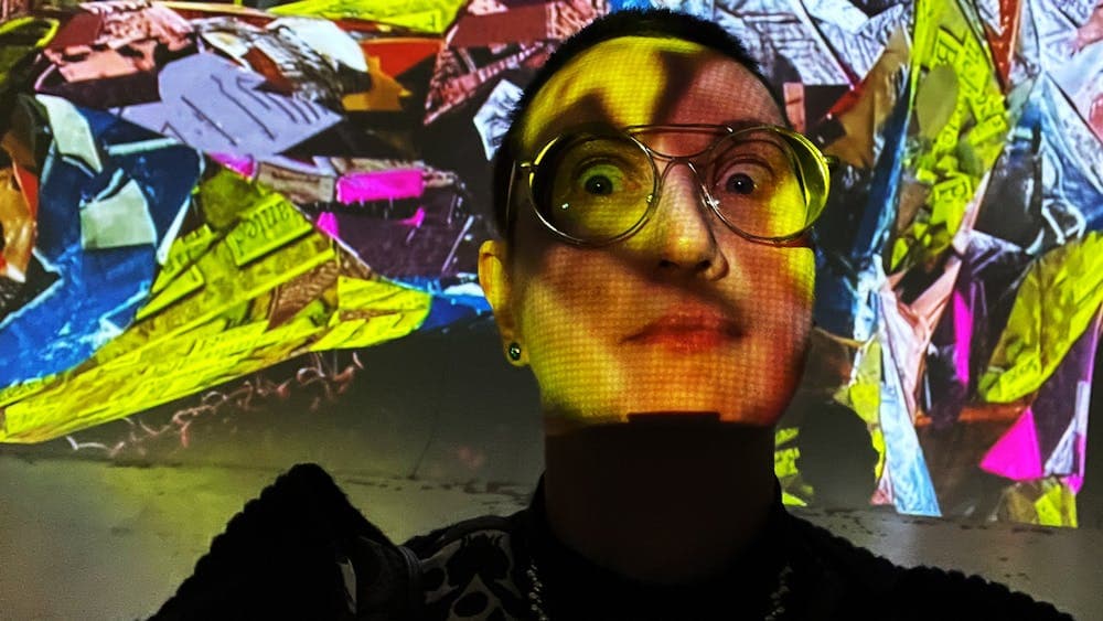 ReVerse Butcher's face under bright colorful lights