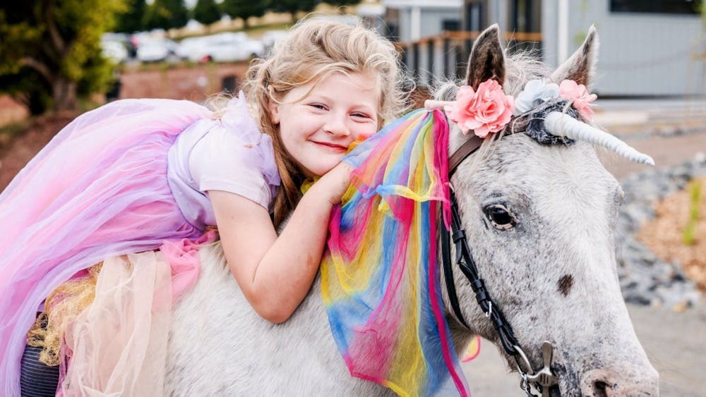 Young girl on unicorn