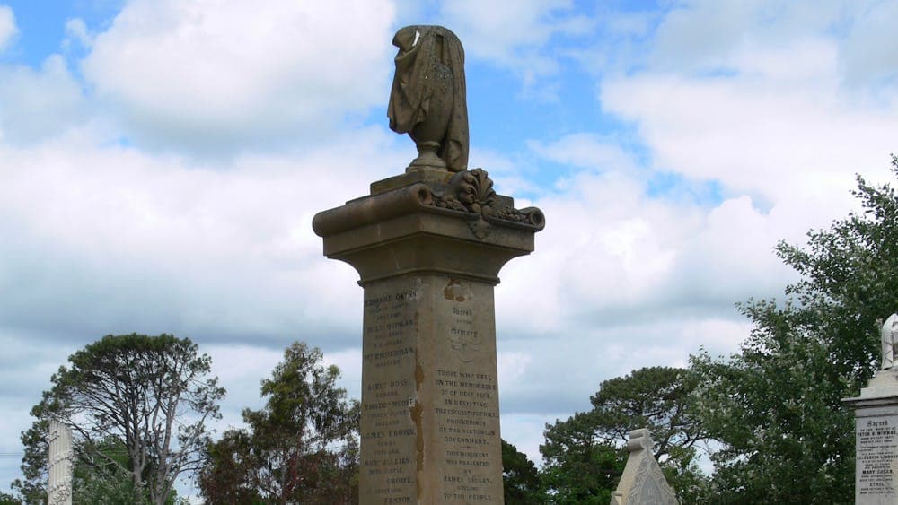Photo of the Eureka Diggers memorial at Ballarat Old Cemetery.