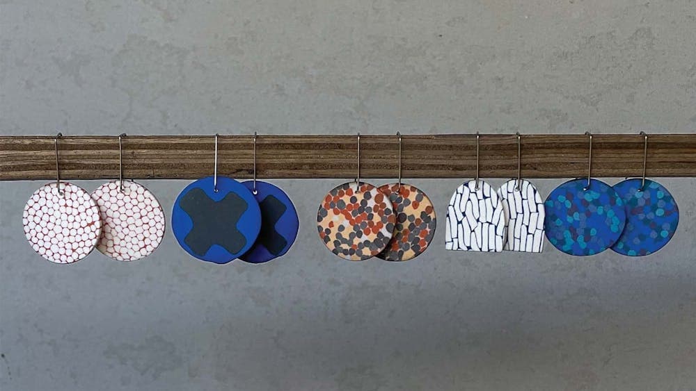 a row of round earrings