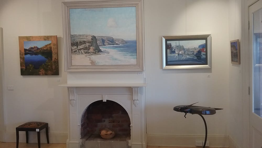 The main room in Gallery 127  features works by  local artists.