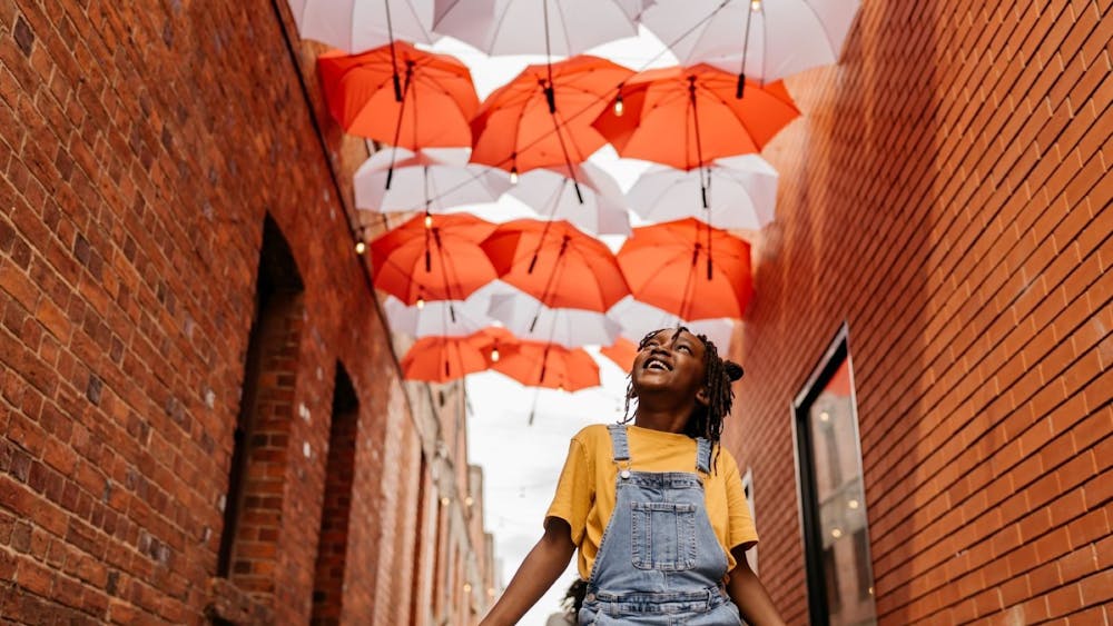 Child looks up in wonder