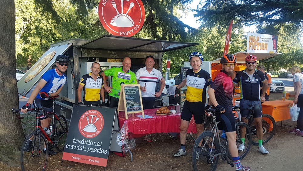 A local bike group partaking at the local farmer's market