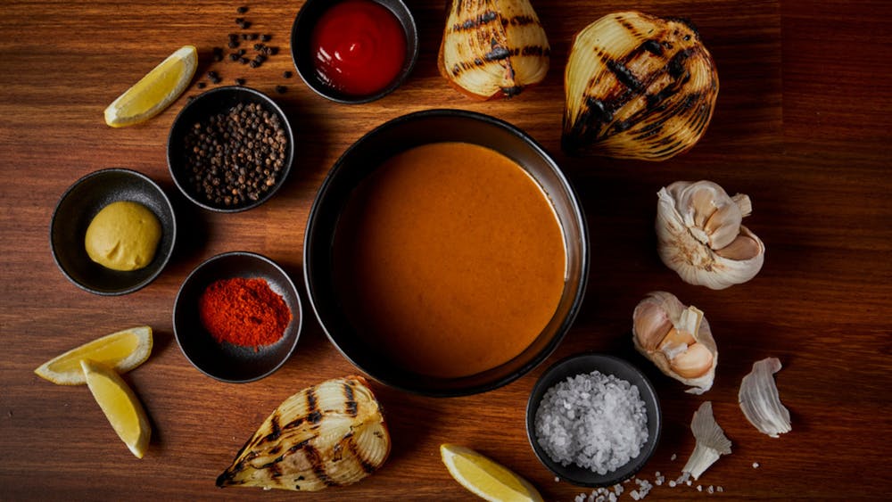 ingredients placed on a wooden tabkle