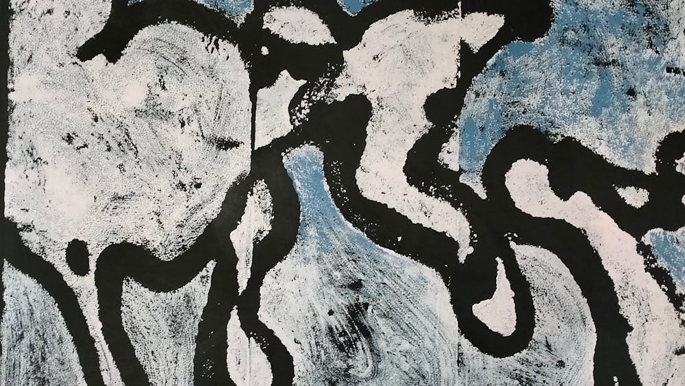 Blue and red artwork