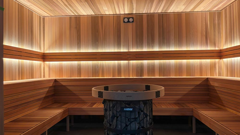 Inside the 20 Person Traditional Sauna