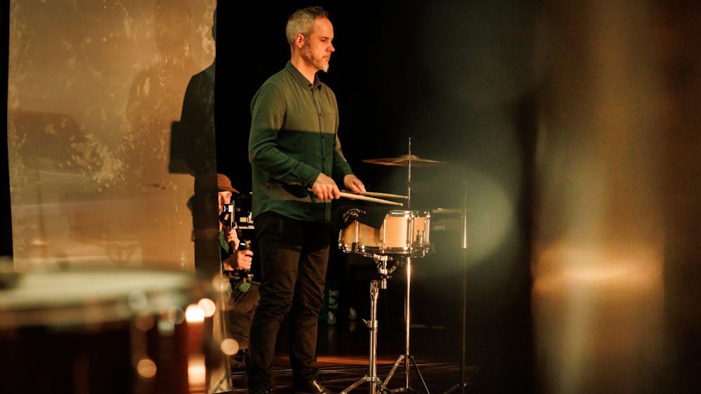 Eugene Ughetti playing percussion instruments