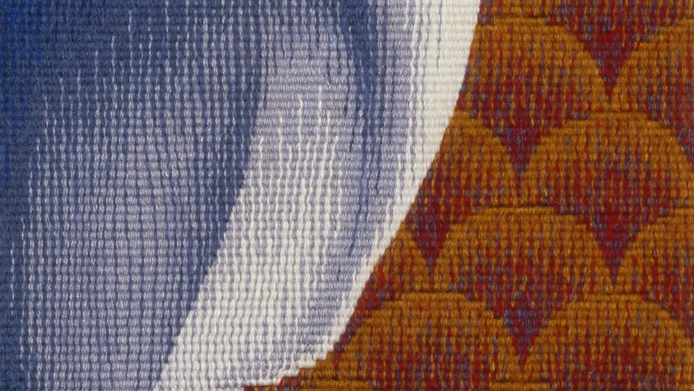 Blue and brown tapestry