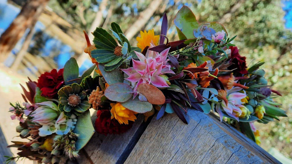 Native flowers on a circular crown