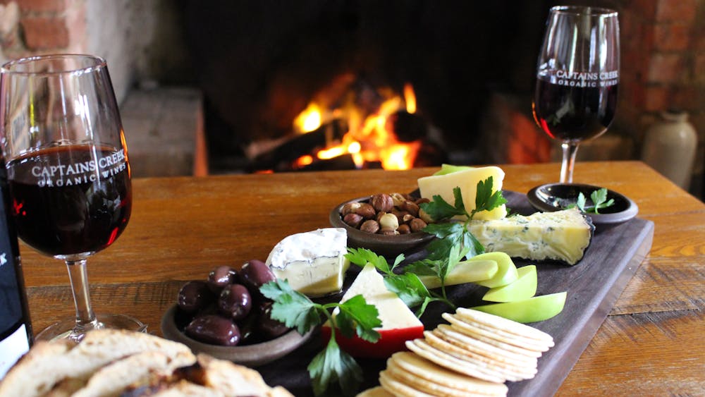 Cheese platter by the fire