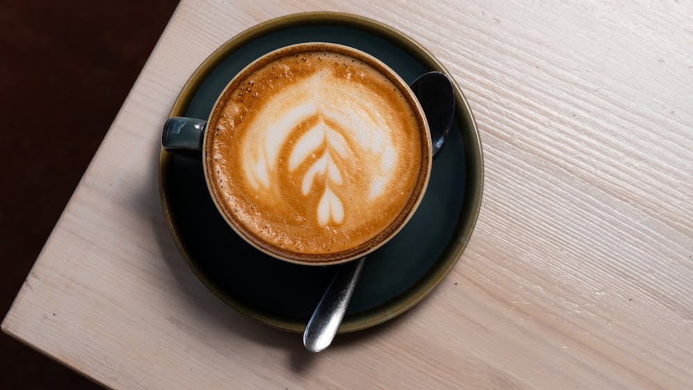 Above view of a coffee with latte art