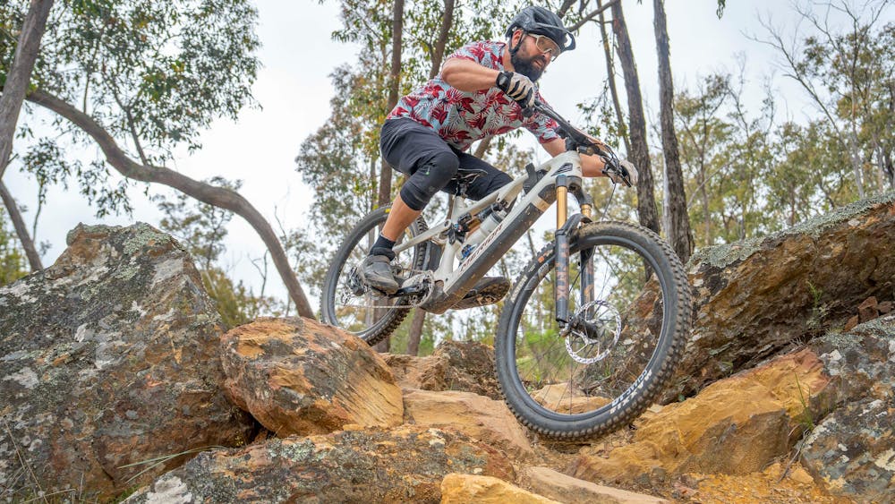Racer on rocky trails in Creswick