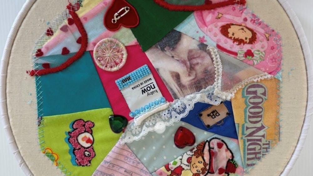 a patch work of different colourful fabrics