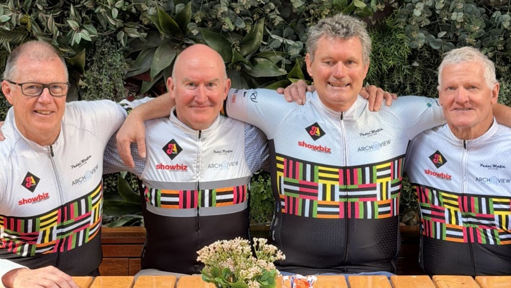 Jimmy allsorts chairty team photo in The Lane at The George Hotel