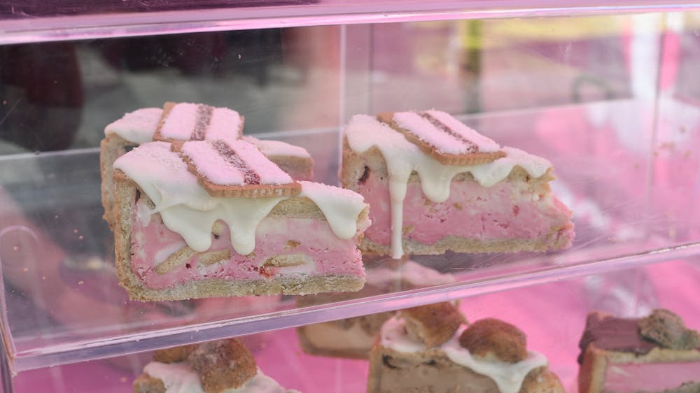 Pink sweet baked goods
