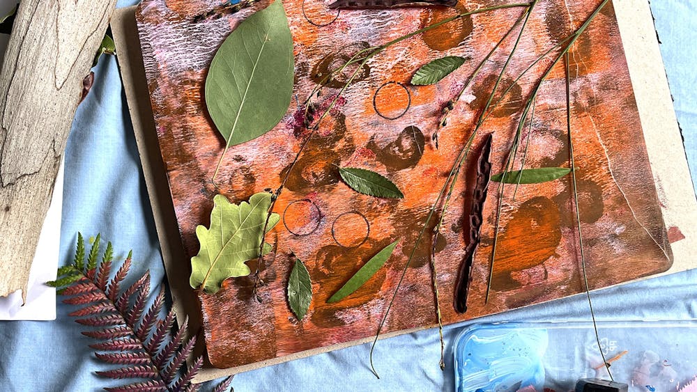 Gelli Plate Painting with Natural Textures