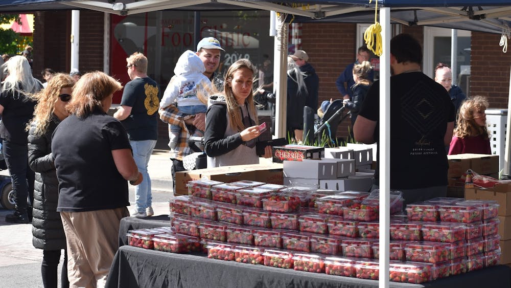 Yarra Valley Berries stall selling strawberries
