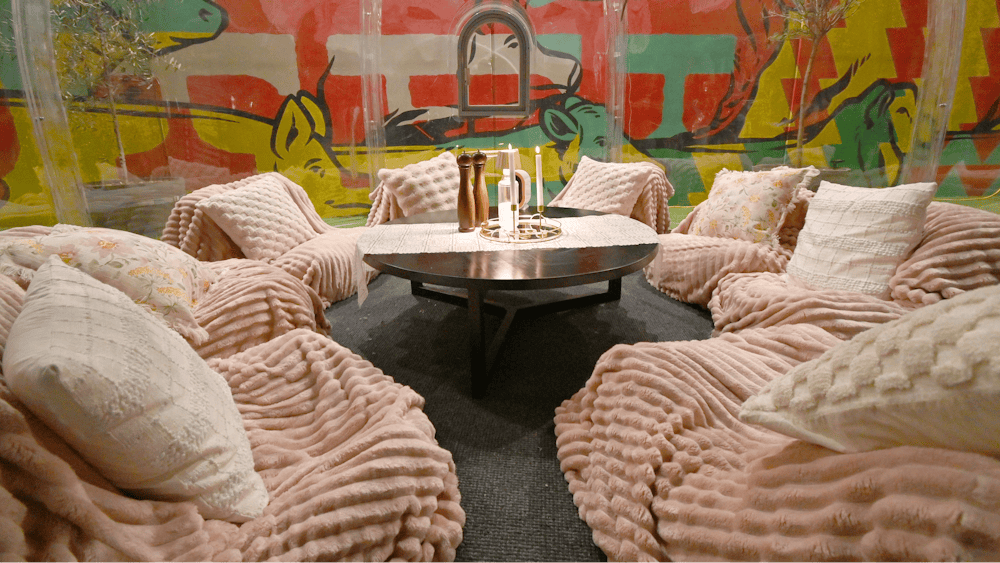 Winter Igloo with cosy beanbag chairs