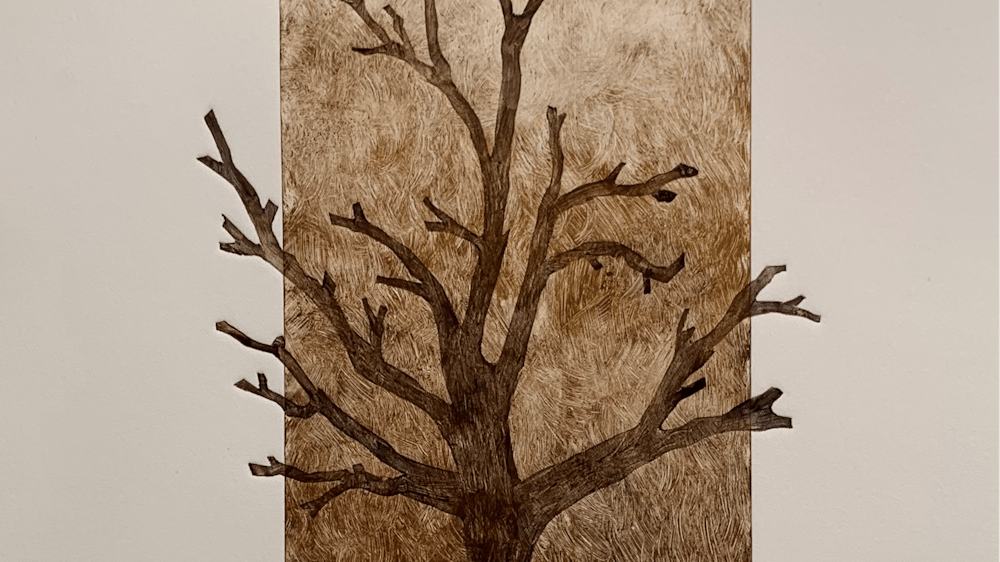 Brown tree on a light brown background