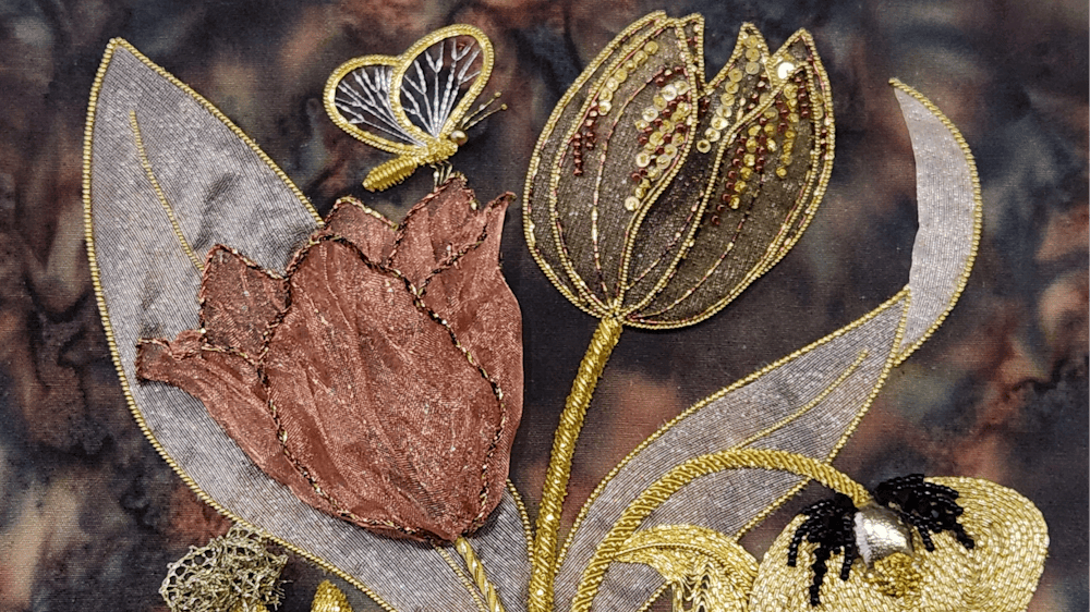 Goldwork Embroidered flowers