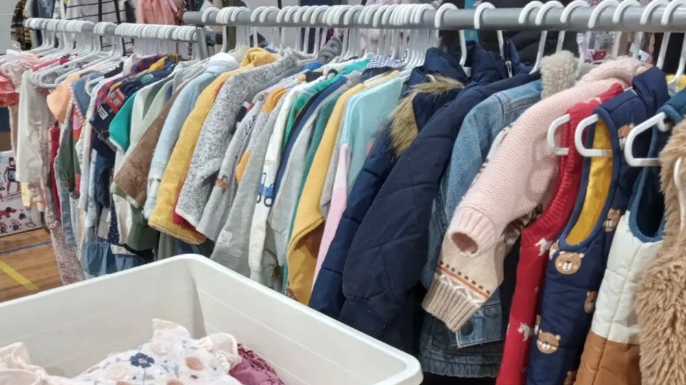 Clothes hanging on a rack
