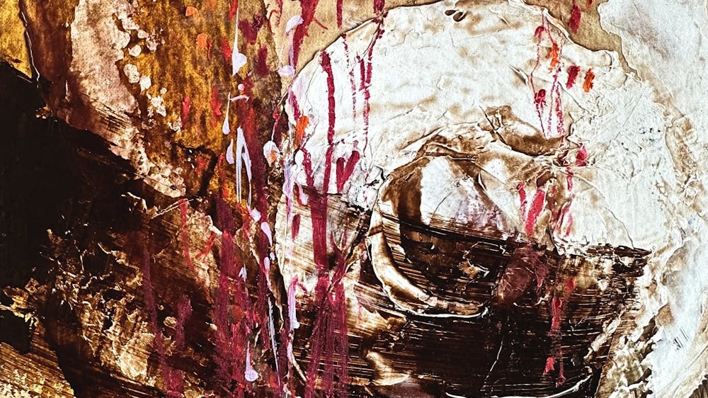 Bold abstract painting with textures