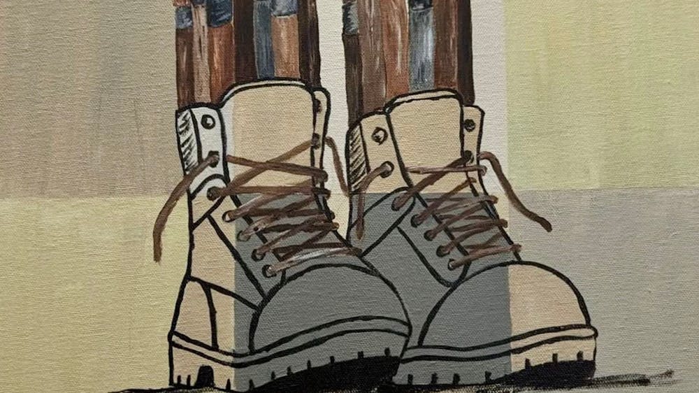 Painting of boots and brushes