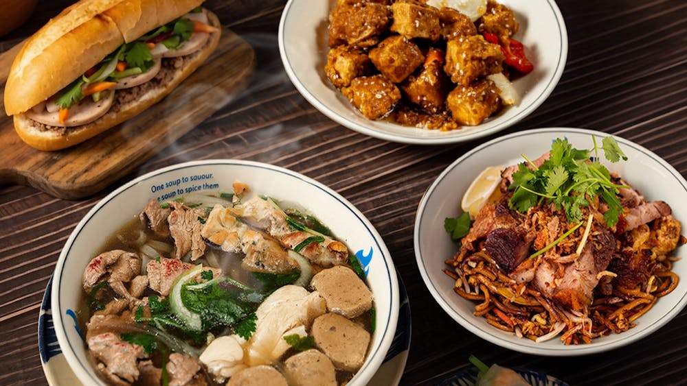 Bami Vietnamese Ballarat food spread featuring banh mi, pho broth, and Vietnamese street food dishes
