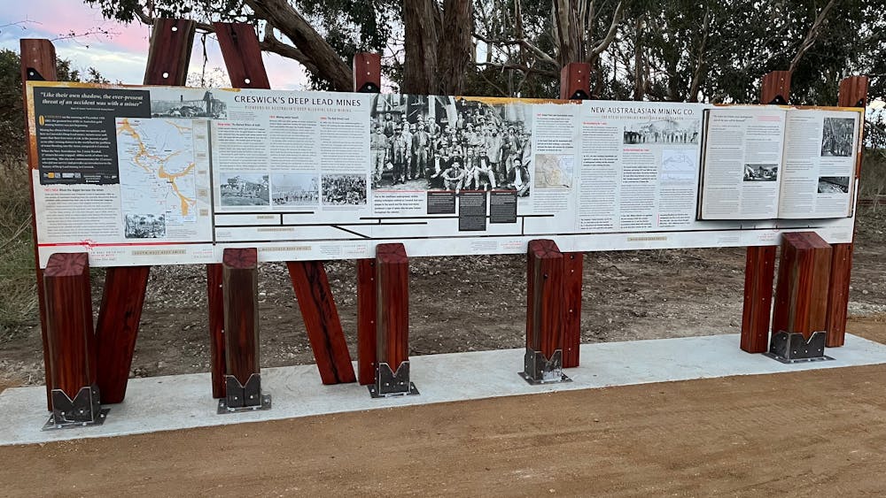 New signage at the A2 mine site telling the story of the 27 men trapped and 22 miners lost in 1882