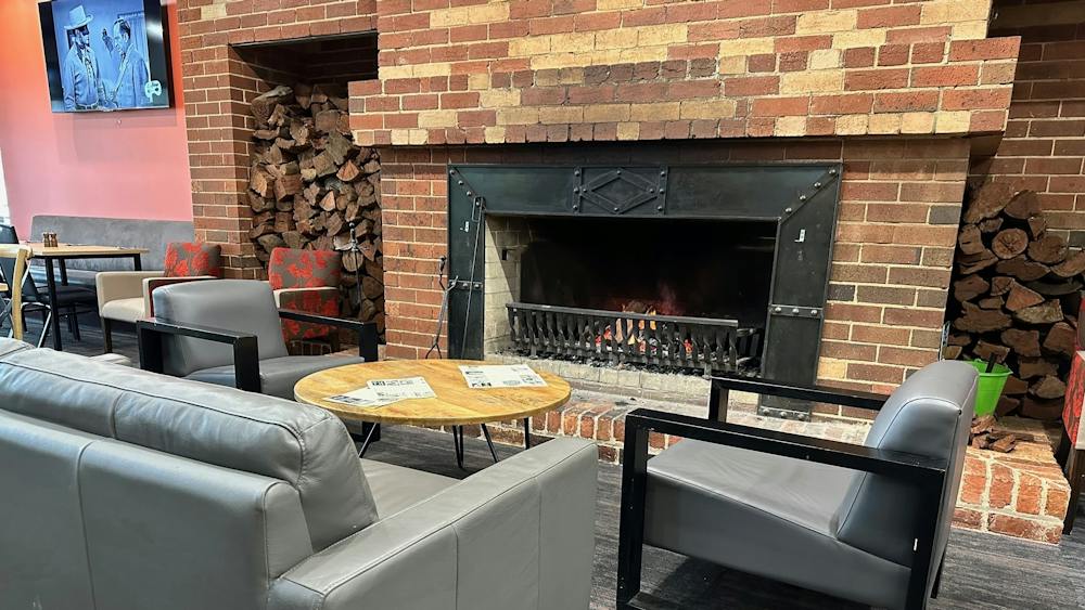 Relax by the open fireplace