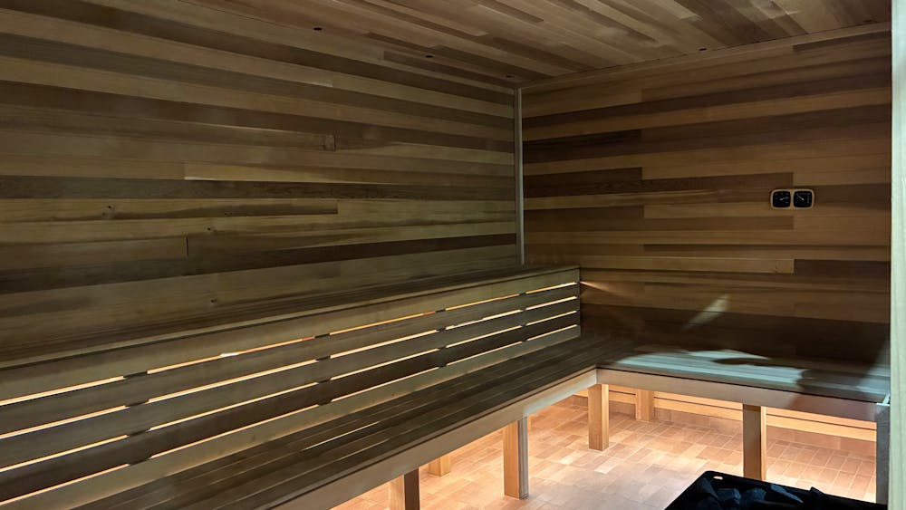 Room that has a dry heat & smell of cedar