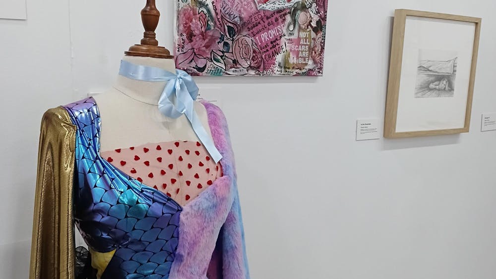 Installation of textile work, painting and drawings on display in Art Space.