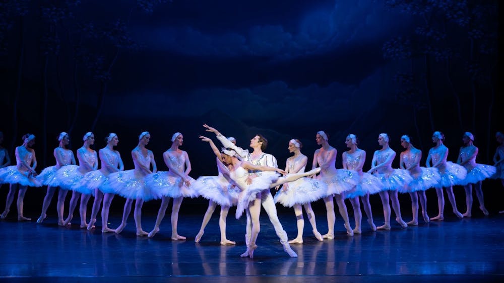 A shimmering sea of white tutus