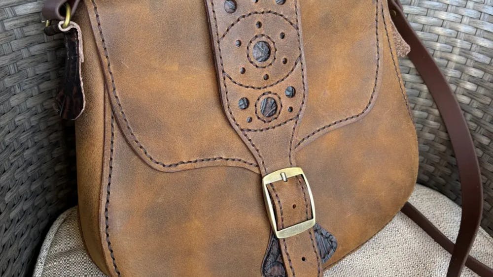 Tan leather buckled bag