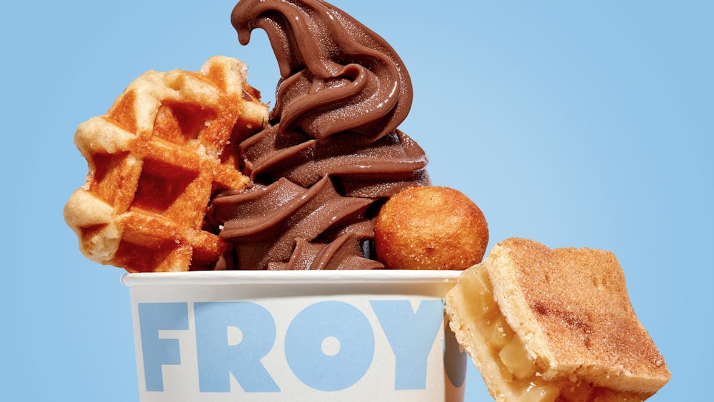 Froyo Winter Warmer, Waffles,warm apple slice, donut holes.