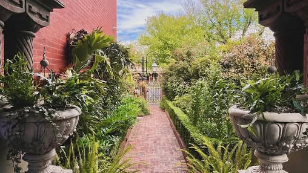 Garden path to heritage building